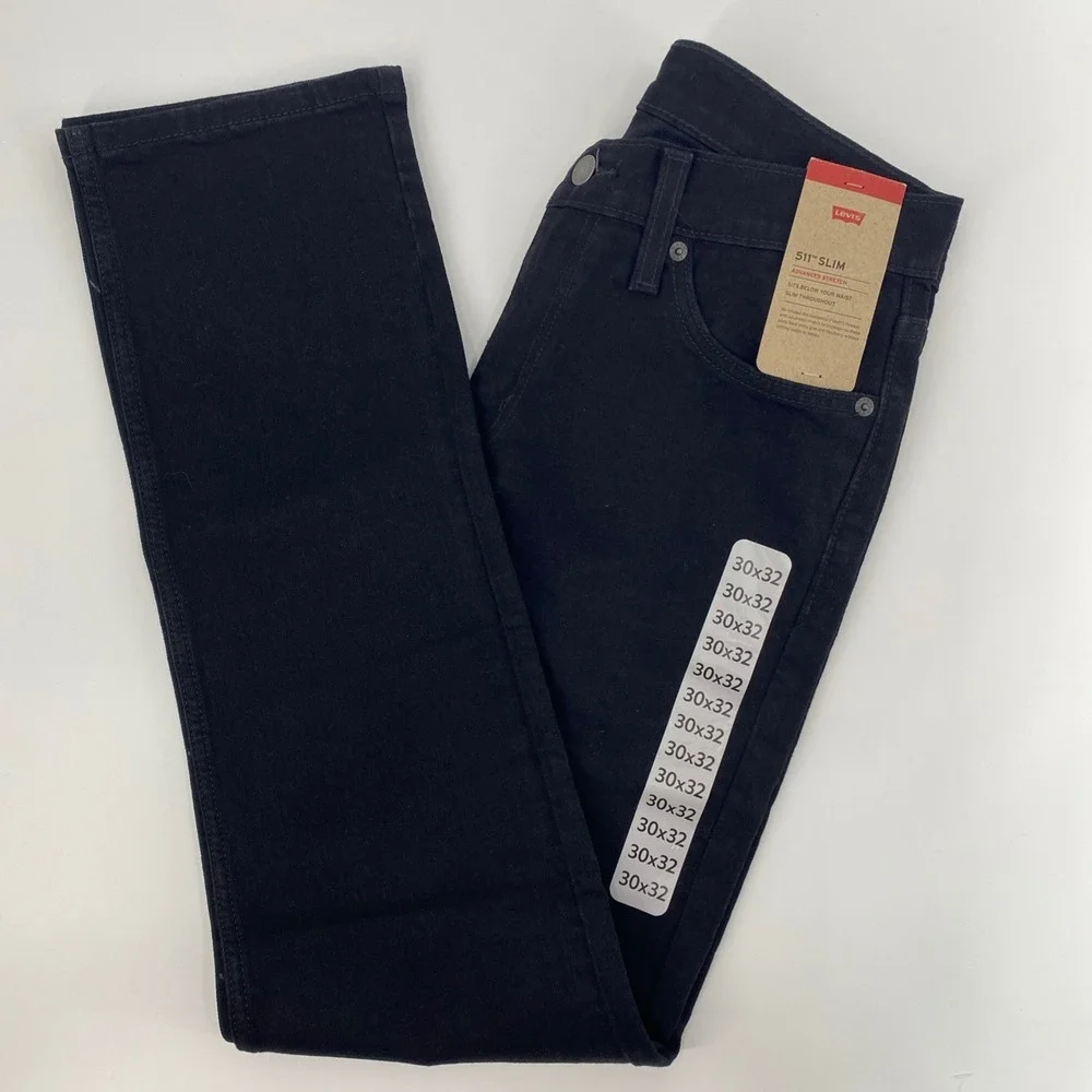 NEW Levi's 511 Jeans Slim Mens Tag 30x32 Fits 30x31 Black Advanced Stretch